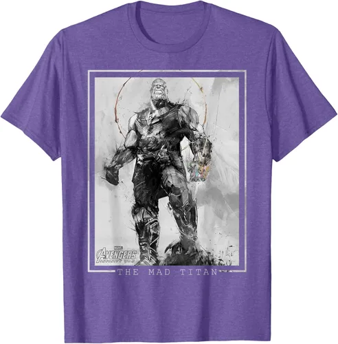 Vista 10 de Marvel Avengers Infinity War Thanos Sketch Graphic Camiseta Negro
