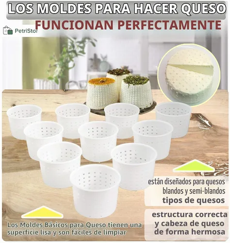Vista 7 de PetriStor - Molde de queso pequeño para hacer queso de 1/3 cuartos de galón, forma de crema suave casera - Moldes para queso fresco casero - Feta