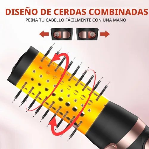 Vista 6 de Cepillo de soplado 2 en 1, cepillo de aire caliente de 1200 W y voluminizador con 2 accesorios, cepillo secador de pelo ligero para secado rápido