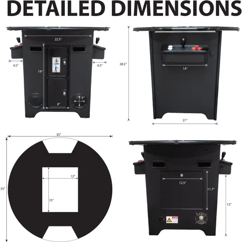 Vista 7 de Creative Arcades - Máquina de grado comercial de tamaño completo, mesa arcade estilo pub para gabinete de 2 jugadores para el hogar, 60