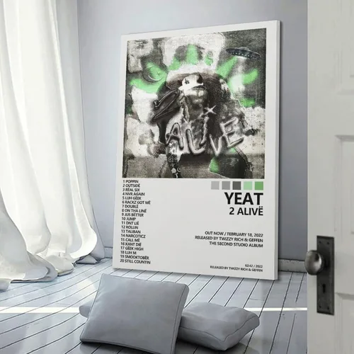 Vista 3 de Póster Yeat 2 Alive Portada de Álbum Póster Estética para Oficina y Habitación Pintura en Lienzo Arte de Pared Dormitorio Decoración Regalo