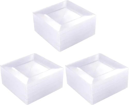 Vista 10 de WDF 60 platos de plástico transparente – Platos cuadrados desechables para postre/ensalada – Plato de plástico de 7 pulgadas para aperitivos de boda