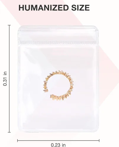 Vista 3 de Bolsas para joyería BAGSMART 50 piezas, pequeñas bolsas con cierre de cremallera para anillos, 5 x 7.6 cm, PVC, para empaquetado de aretes