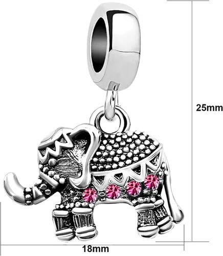 Vista 2 de Dijes de cuentas de elefante para pulseras para mujeres, cuentas de cristal con piedra natal de animales