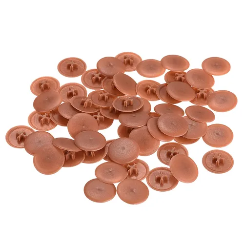 Vista 11 de uxcell Cubiertas de tapa de rosca, 80 piezas de 0.657 x 0.169 in de plástico para tornillos de rosca Phillips Cam Tornillo autorroscante, marrón café