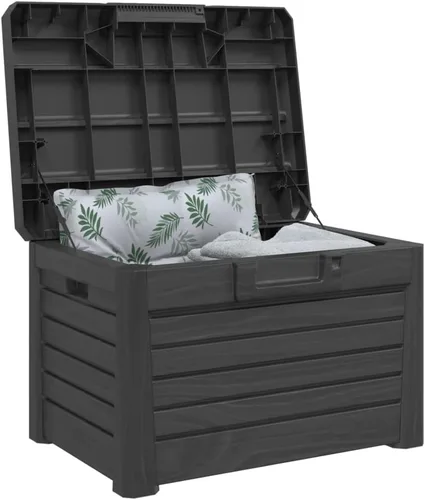 Vista 4 de Large Outdoor Cushion Box Anthracite Polypropylene Medium Storage with Lock for Garden Patio Deck