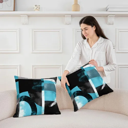 Vista 3 de Funda de almohada de 16 x 16 pulgadas, 1 funda de almohada decorativa geométrica abstracta para sofá y habitación, funda de cojín decorativa