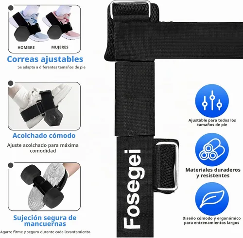 Vista 5 de Accesorio de Pie para Mancuerna para Entrenamiento de Piernas, Correas de Accesorio para Mancuerna Pie de Mono de Extensión para Entrenador de Negro