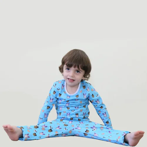 Vista 6 de Masha and The Bear Conjunto de pijama Kool Kawaii de manga larga azul