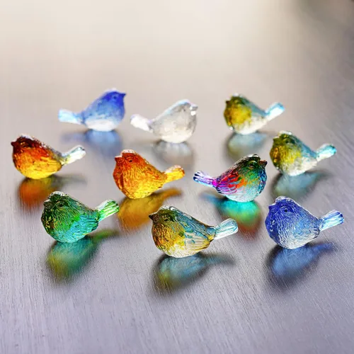 Vista 5 de HDCRYSTALGIFTS 4 figuras coloridas de pájaros de cristal, figuras coleccionables de animales de 3 pulgadas, regalos para mujeres, amantes