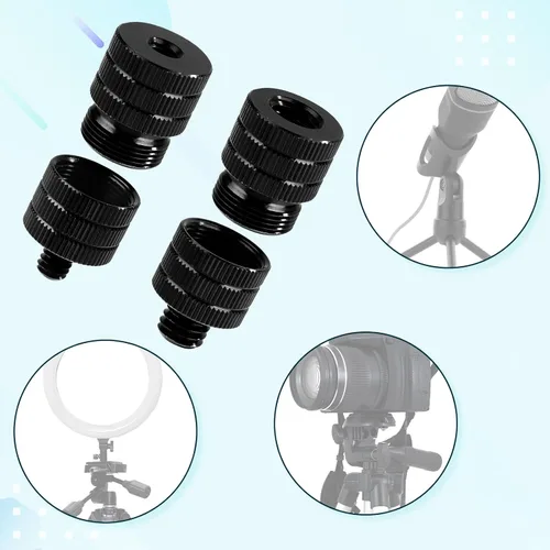Vista 6 de 4 adaptadores de soporte de micrófono, adaptadores de rosca de micrófono 1/4 hembra a 5/8 macho y 3/8 hembra a 5/8 macho y 1/4 macho a 5/8 hembra