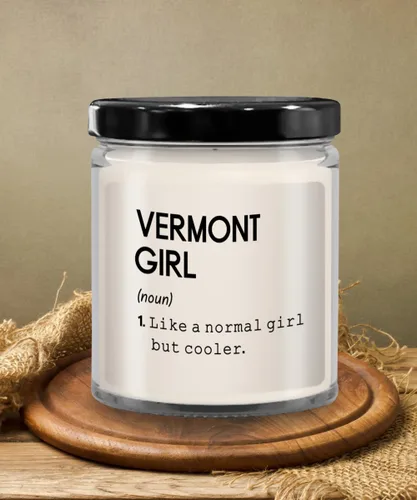 Vista 6 de Vermont Girl Definition Candle State of Vermont Vela Vermont Girl Candle Larga Distancia Amistad inauguración de la casa Nuevo regalo para el hogar