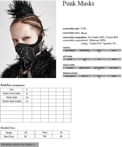 Vista 7 de PUNK RAVE - Máscara punk para hombre diseño de hip hop estilo fresco para Halloween para fiestas