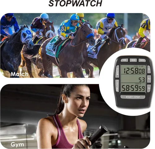 Vista 3 de Temporizador triple de cocina digital, seguimiento de cuenta regresiva y cuenta regresiva, recordatorio de zumbador fuerte, batería reemplazable