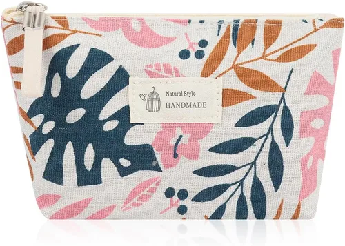 Vista 10 de Bolsa de maquillaje, organizador de viaje, neceser para mujer, pequeña funda de cosméticos para bolso, lindo embrague de almacenamiento de tela