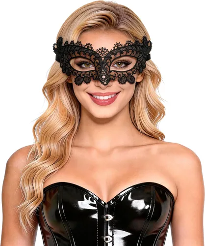 Vista 18 de Bonnie Z. Leonardo Máscaras de mascarada para mujer A-gato negro