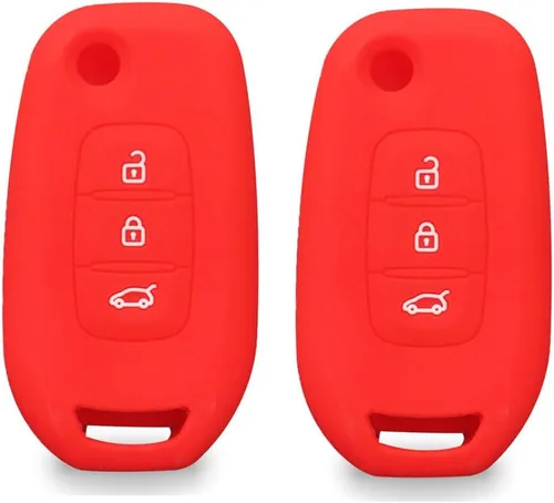 Vista 4 de Funda de silicona para llave de coche de 3 botones para Renault Logan 2 Stepway Sandero Clio 5 Arkana Captur Kadjar KOLEOS 2 piezas (negro)