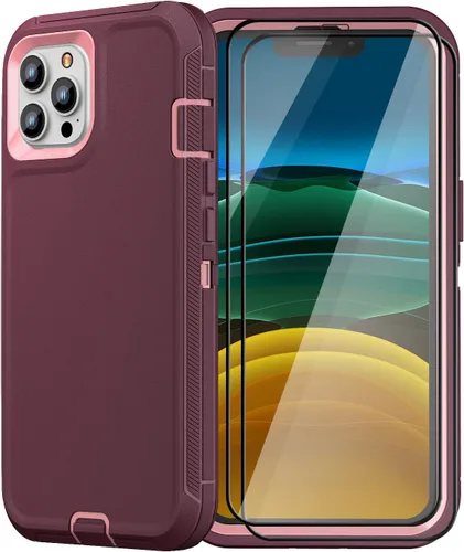 Vista 14 de Funda resistente para iPhone 11 Pro Max con 2 protectores de vidrio templado, grado militar, a prueba de golpes, color negro