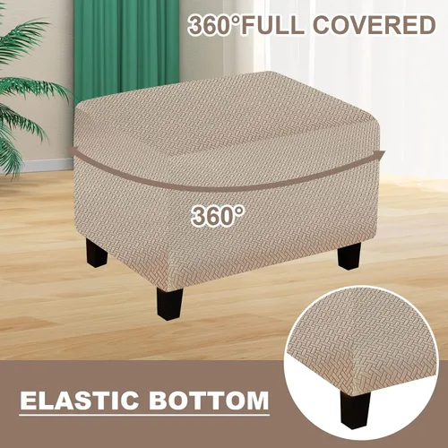 Vista 4 de Funda otomana de sofá resistente al desgaste, funda otomana rectangular elástica, funda para taburete de pies, fundas de taburete extraíbles