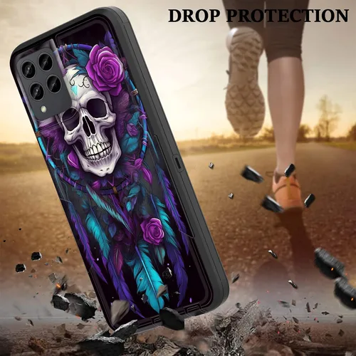 Vista 6 de Funda para Revvl 6 Pro 5G, híbrida de doble capa (tapa a prueba de polvo integrada) (soporte magnético para automóvil) a prueba de golpes