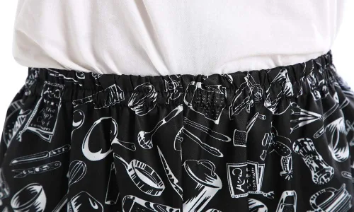 Vista 7 de Pantalones de chef estampados holgados para hombre y mujer, uniformes de cocina con cintura elástica, pantalones de trabajo florales para restaurante