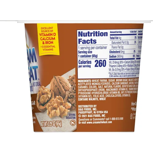 Vista 2 de Cream of Wheat Tazas instantáneas de cereales calientes para llevar, nuez de azúcar morena de arce, 2.29 onzas
