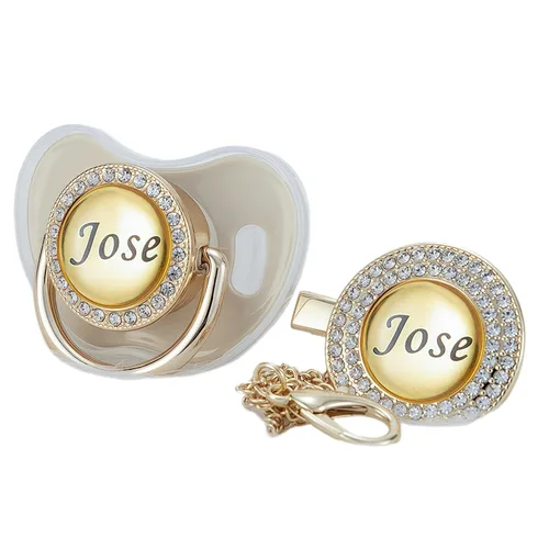Vista 26 de Juego de Chupete y Clip con Nombre Personalizado Brillante – Chupete Personalizado para Baby Shower, Recuerdo de Recién Nacido para Fotos (Negro)