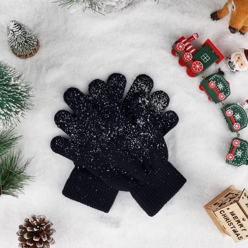 Vista 4 de 16 pares de guantes de invierno para hombres y mujeres, guantes de punto elásticos cálidos para adultos, paquete a granel