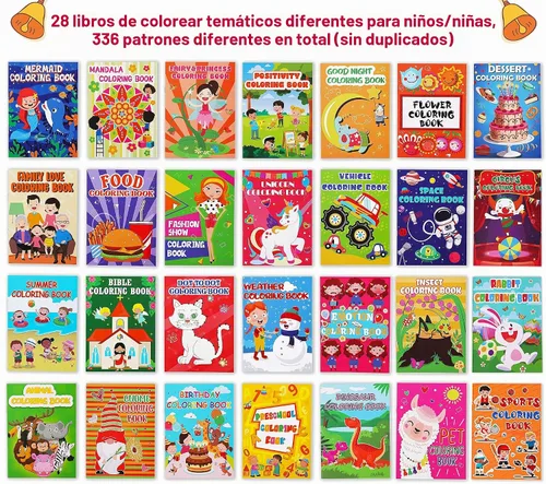 Vista 3 de 28 libros pequeños para colorear para niños a granel: mini calcetines navideños rellenos de bolsas de regalos para Navidad, regreso a la escuela