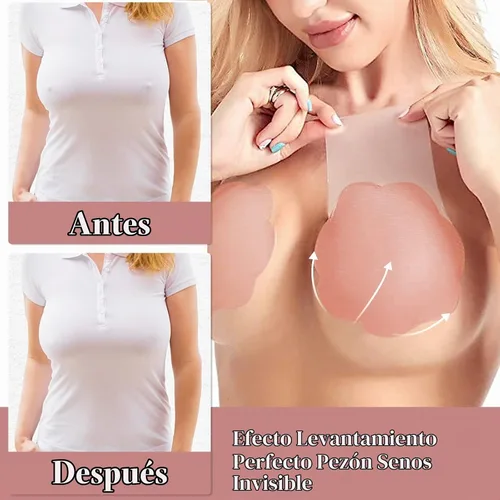 Vista 4 de Cubiertas para pezones, pastas de levantamiento de senos para mujeres, reutilizables, adhesivas, invisibles, cubierta de silicona