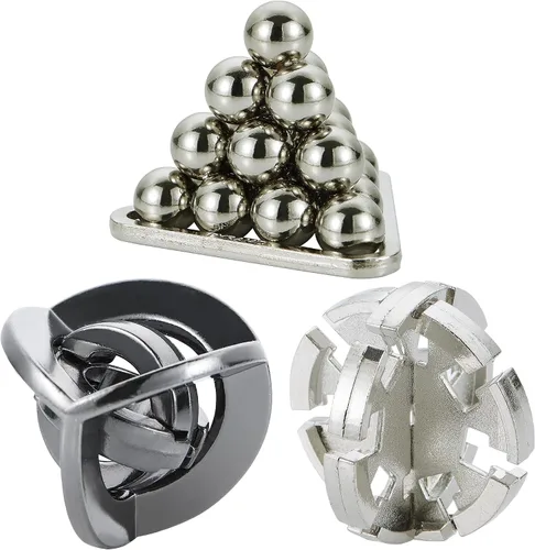 Vista 7 de Rompecabezas Mentales - Kit de 3 Rompecabezas de Metal, Juegos de Rompecabezas de Metal Fundido, Juguetes de Desbloqueo, Rompecabezas