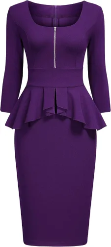 Vista 3 de Miusol - Vestido de mujer estilo retro con cuello cuadrado y volantes