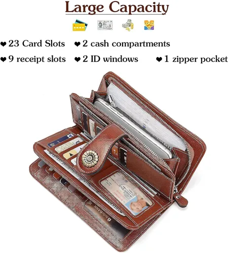 Vista 8 de BOSTANTEN Bolso de hombro de piel para mujer, bolso de hombro vintage para laptop, maletín y carteras para mujer, de cuero genuino con bloqueo RFID