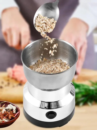 Vista 8 de Molinillo de café, molinillo automático eléctrico con 4 cuchillas de acero inoxidable, molinillo de café de 10.1 fl oz, molinillo de café con un