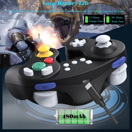 Vista 7 de EXLENE Gamecube Controller Switch, Wireless Switch Pro Controller for Nintendo SwitchLitePCAndroidiOSSteam, Support Wake Up, Motion, Adjustable