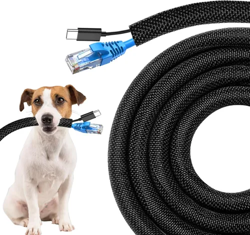 Vista 10 de Secbolt Protectores de cable de mascotas sin masticar, 10 pies - 1/2 pulgada, beige Cubiertas de cable duraderas para mascotas, protector