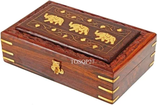 Vista 6 de TOSQP27 Regalos tallados a mano elefante palisandro joyero encantador regalo para mujeres, niñas, mamá, madre, hermana, artesanal, único, 8 pulgadas