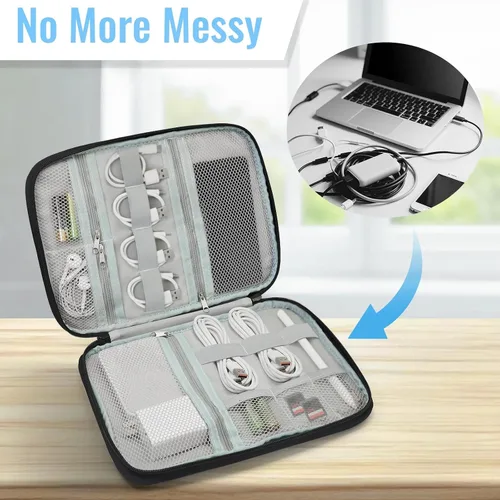 Vista 3 de Flowers Electronics - Funda organizadora de viaje, accesorios tecnológicos, bolsa de almacenamiento de cables para cables, cargador, teléfono, disco