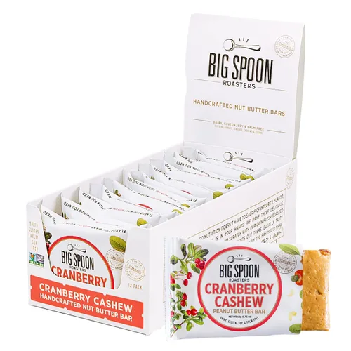 Vista 9 de Big Spoon Roasters Barras de mantequilla de nueces de pepita de albaricoque, barras bajas en carbohidratos, altas en proteínas con proteína
