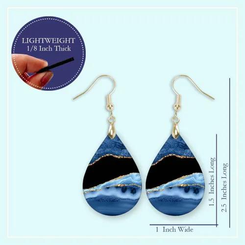 Vista 79 de Dangle Earrings for Women Colorful Dangling Drop Statement Jewelry Printed MDF Wood Teardrop Double Side Print Handmade by The Painted Pug