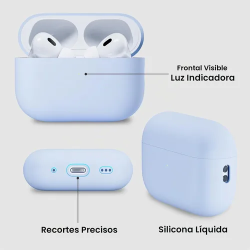 Vista 4 de ORNARTO Funda compatible con AirPods Pro 2 2022, silicona híbrida protectora completa para AirPods Pro de 2ª generación, cubierta frontal LED