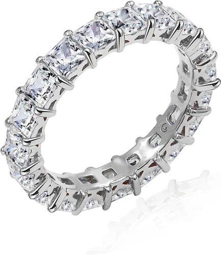 Vista 27 de Amazon Essentials Anillo de plata de ley con corte princesa hecho con circonita cúbica Infinite Elements (anteriormente colección Amazon)