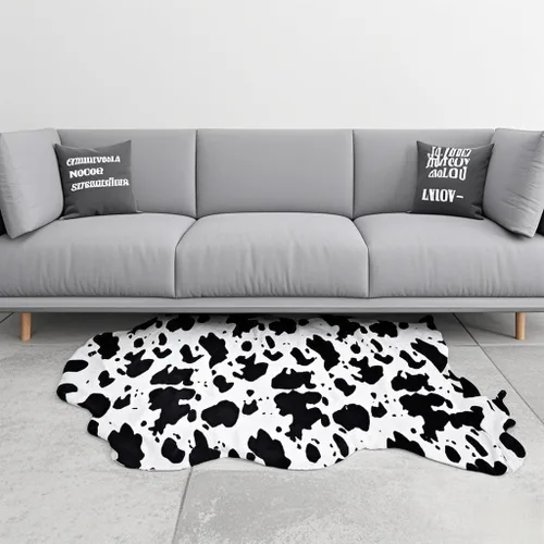 Vista 5 de Sgizoku Alfombra con Estampado de Vaca, 3.6 x 2.5 pies, alfombra de piel sintética de vaca bonita, alfombra de área divertida para decoración