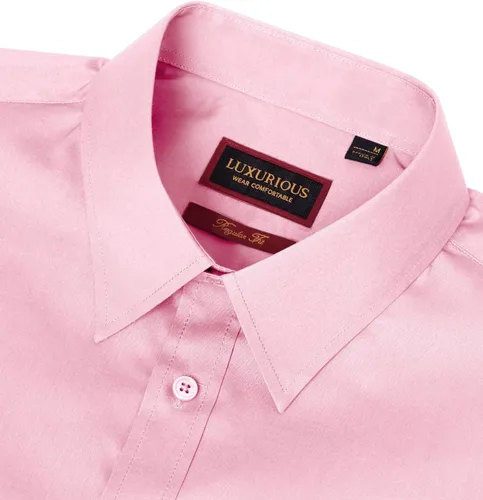 Vista 4 de Camisas de vestir para hombre, camisas de vestir de manga larga para hombre, camisa de algodón con botones, camisas de vestir regulares grandes