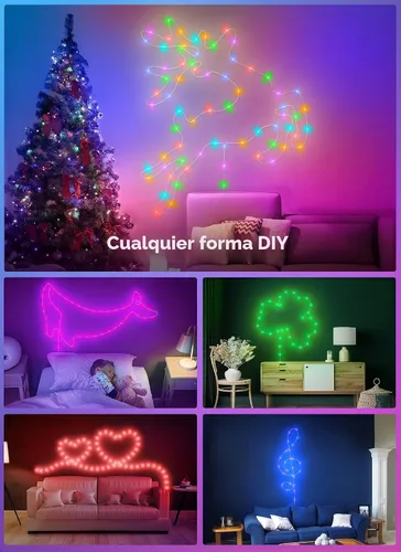 Vista 8 de Minetom Guirnalda de luces que cambian de color – Cadena de 100 luces LED de 33 pies con control remoto, 16 colores individuales y 6