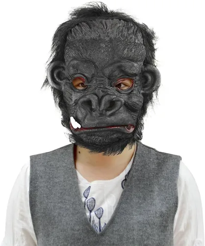 Vista 5 de MioCloth Máscara de cabeza de animal para fiesta de disfraces de Halloween, diseño de monstruo gorila enojado