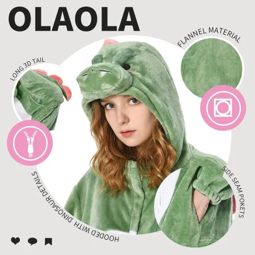 Vista 5 de OLAOLA Pijama de una pieza para adultos, disfraz de Halloween de animales, unisex, pijama de felpa para cosplay
