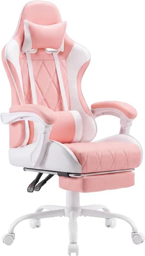 Vista 13 de Shahoo Silla ergonómica para videojuegos, reposapiés y soporte lumbar de Negro