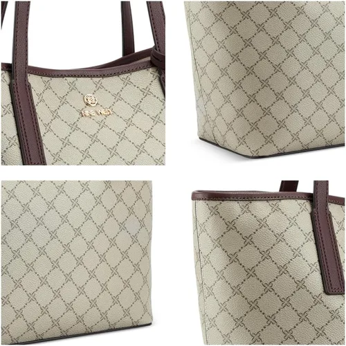 Vista 6 de Nine West Delaine 2 en 1 Tote, Beige Logo Merlot, Beige Logo Merlot