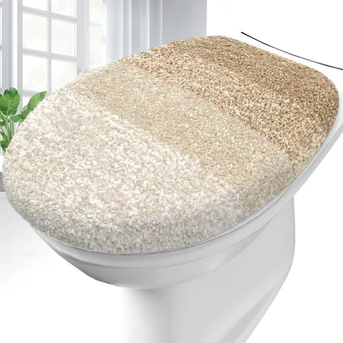 Vista 34 de OLANLY Funda de asiento de inodoro de microfibra suave para baño, cubiertas de asiento lavables a máquina, 17.5x15 pulgadas, con respaldo de goma